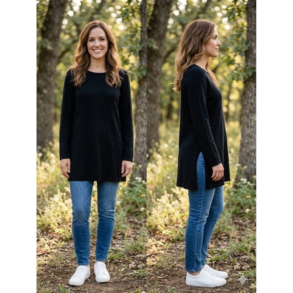 Eileen Fisher $258 100% Merino Wool Quite Luxury Tunic Sweater Italian Yarn XXS